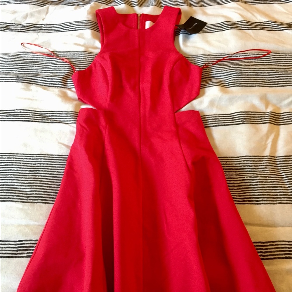 NWT red skater dress with cutouts